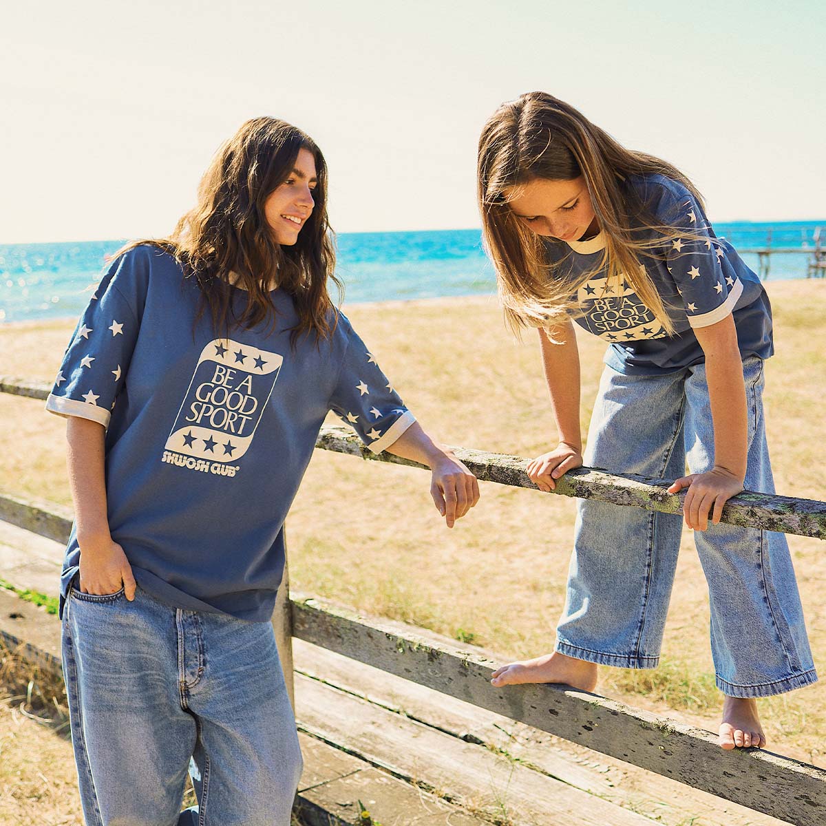 Good Sport Boxy Ringer Tee in Blue
