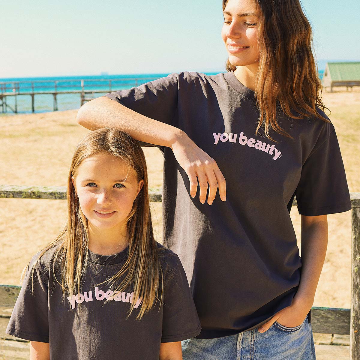 You Beauty Kids Slang Tee in Charcoal