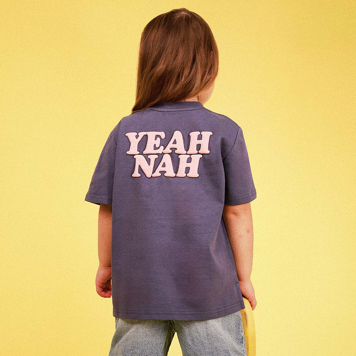 Yeah Nah Kids Slang Tee in Navy