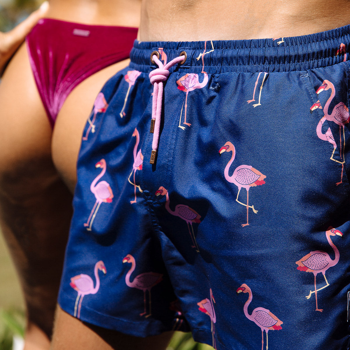 Mens Flamingo Swim Trunks Navy Skwosh