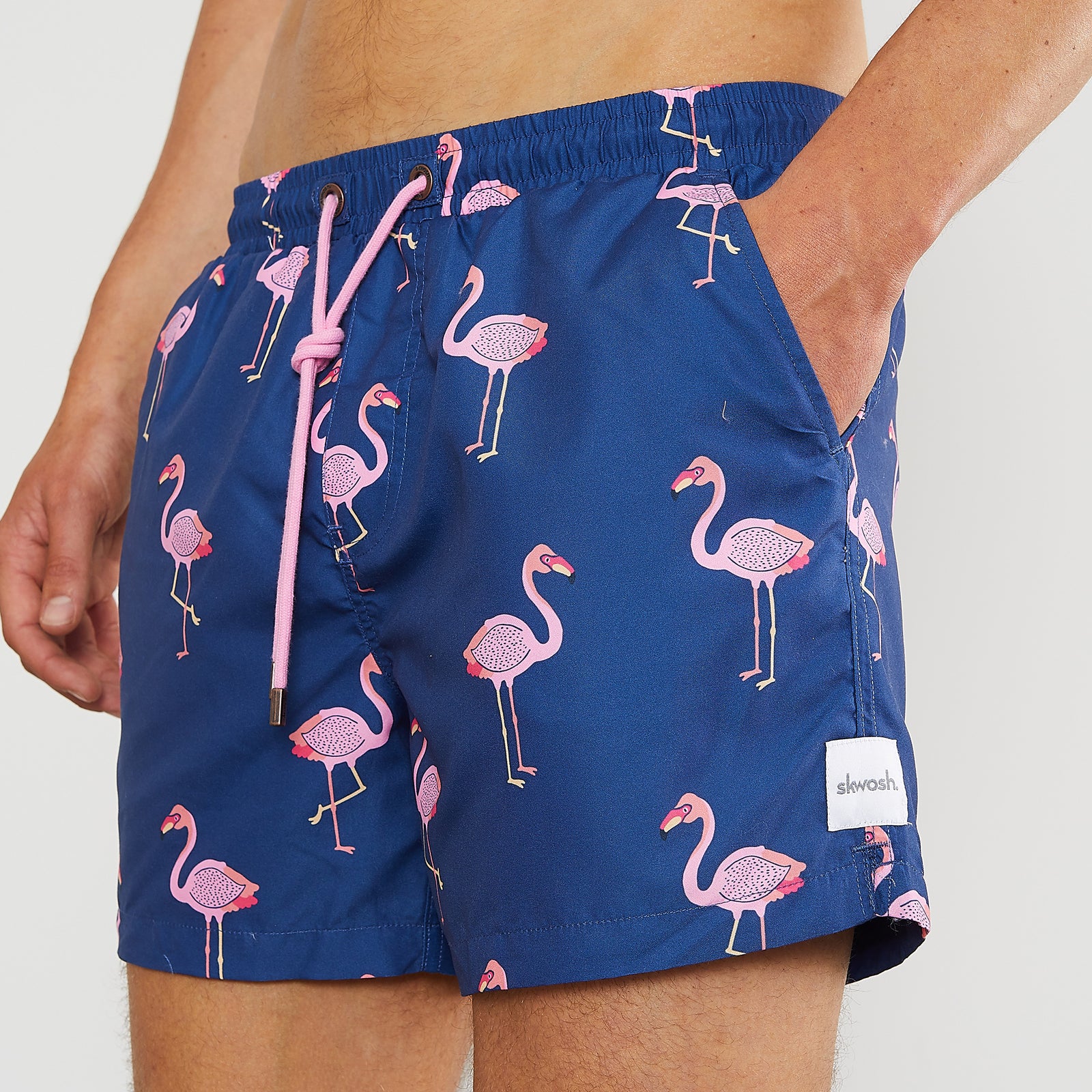 Mens flamingo swim trunks hot sale