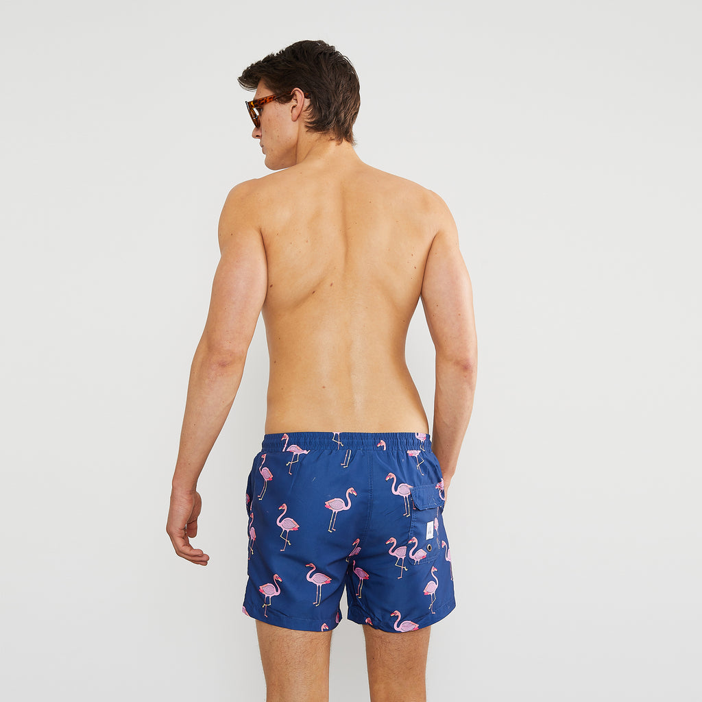 Mens swim trunks flamingos hot sale