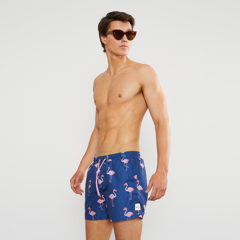 Mens Flamingo Swim Trunks Navy Skwosh