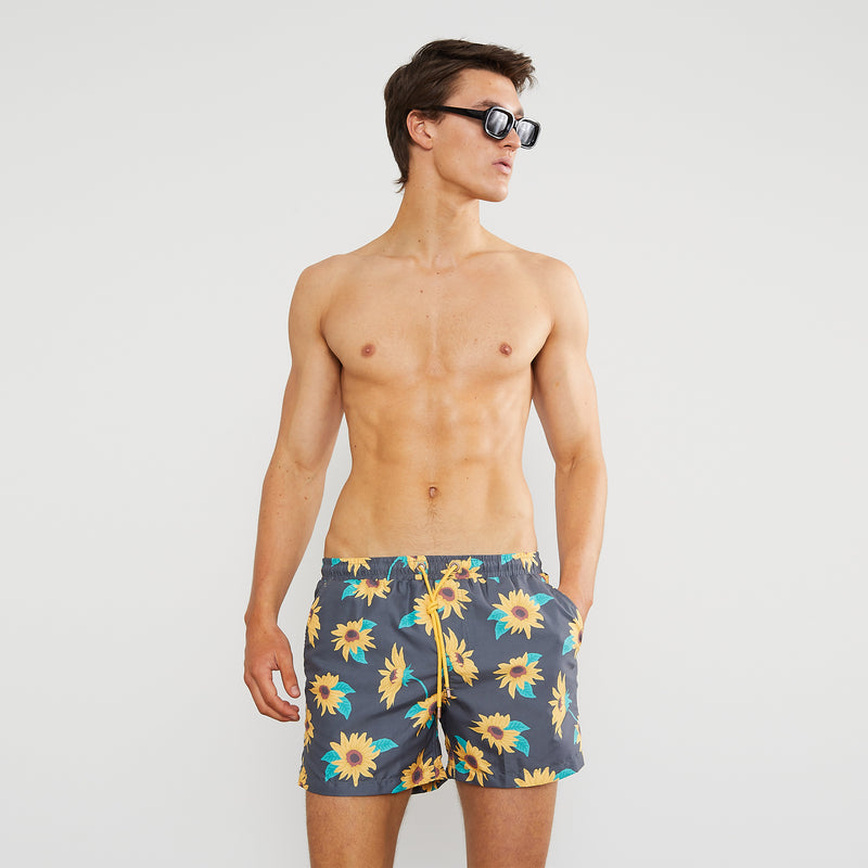 Mens Sunflower Swim Shorts Charcoal Skwosh